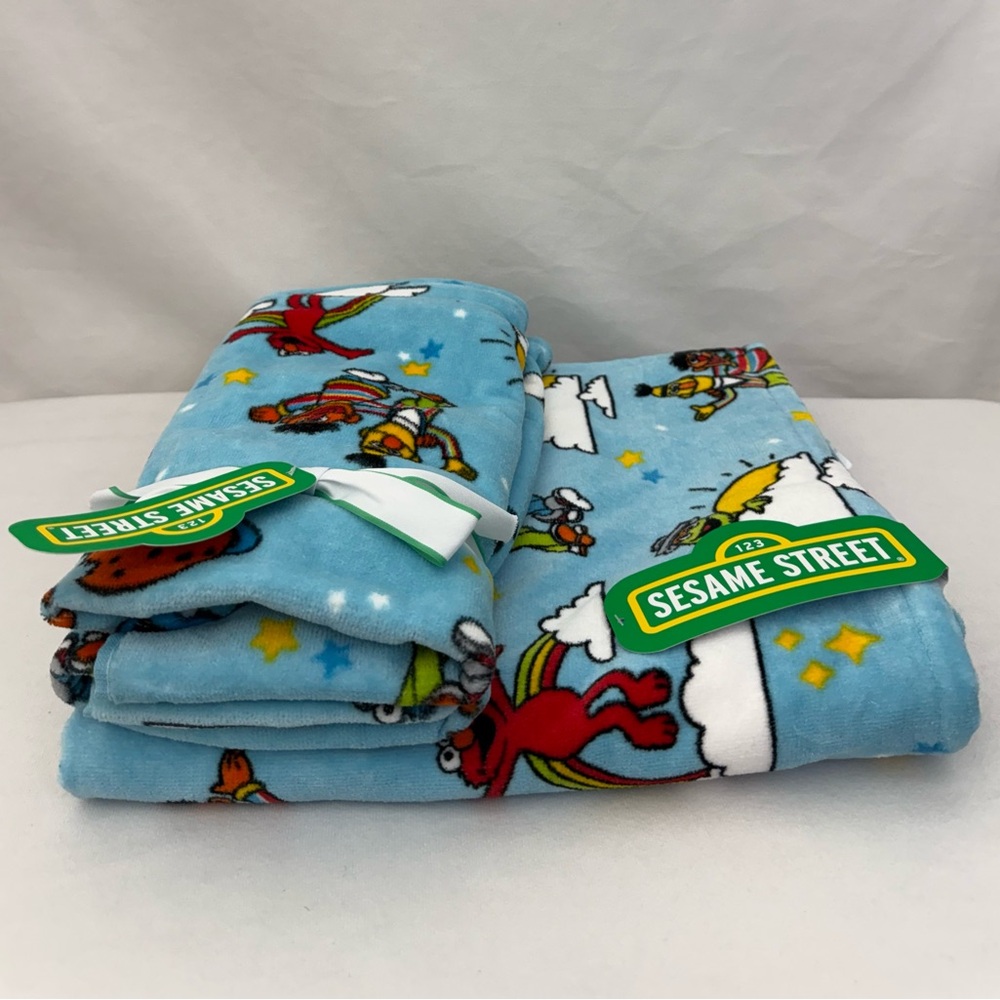 Sesame Street Blue Bath and Hand Towel